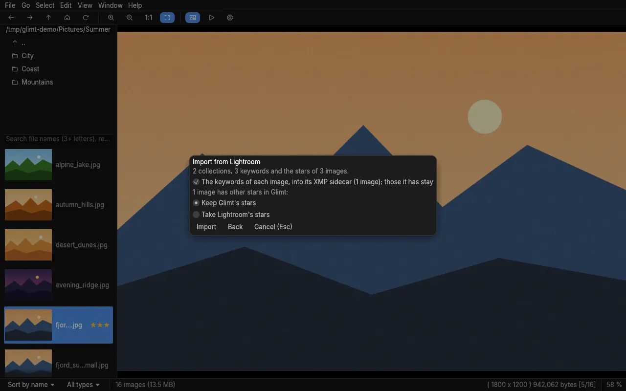 The Lightroom import asking about stars